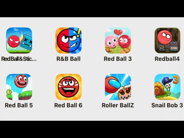 Red Ball Stick Hero, RB Ball, Red Ball 3, RB4, RB5, Red Ball 6, Roller Ballz, Snail Bob 3