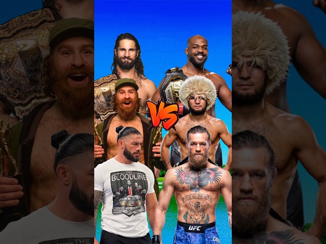 WWE VS UFC 😈 Seth Rollins, Sami Zayn, Roman Reigns vs. Conor, Khabib, Jones 🤬 #wwe