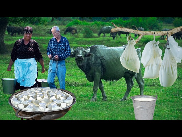 CHEESE Making Process From Buffalo Milk in the Mountain Village! DOCUMENTARY