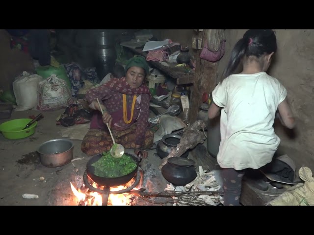 Nepali village || Cooking greens in the village