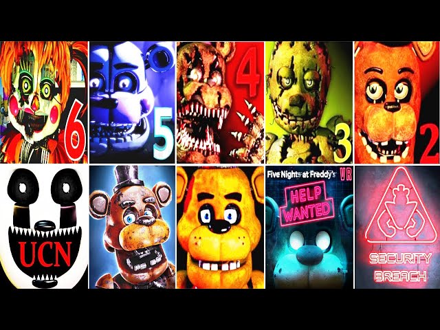 Every FNAF SECURITY  BREACH FNAF 1 2 3 4 5 6 UCN All Jumpscares Simulator *FNAF 2022*