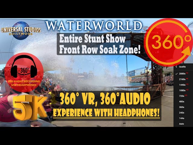 WaterWorld, immersive 360 VR Live Stunt Show - Universal Studios Hollywood [5K 360° | 360° Audio]