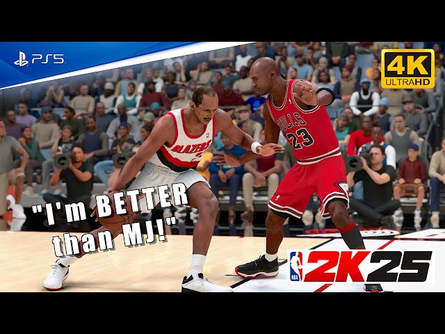 NBA 2K25 Official Gameplay '96 Bulls vs '91 Trail Blazers Michael Jordan vs Clyde Drexler [PS5 4K60]