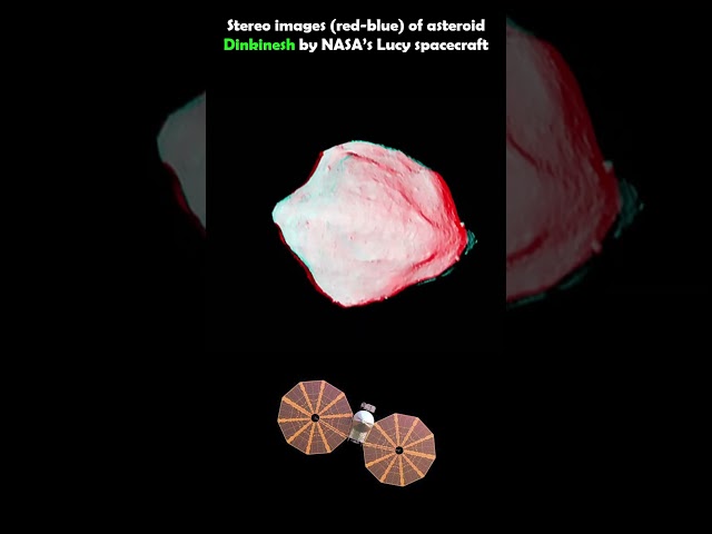 Stereo images (red-blue) of asteroid Dinkinesh by NASA’s Lucy spacecraft