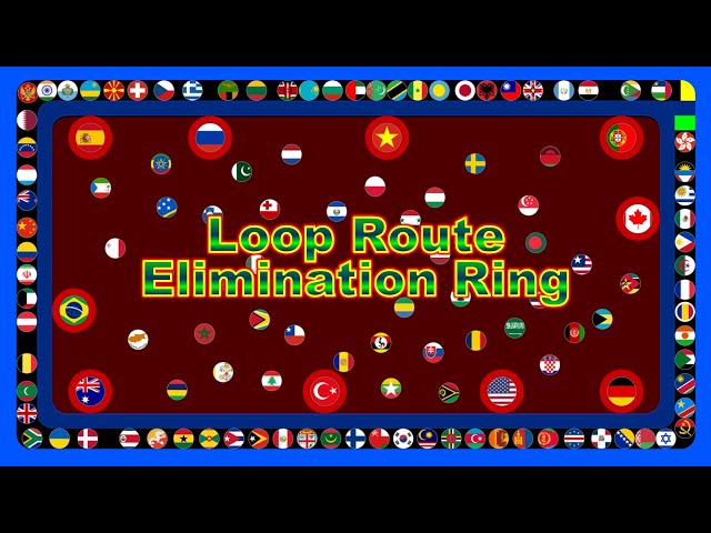 Loop Route Elimination Ring ~200 countries marble race~ in Algodoo | Marble Factory