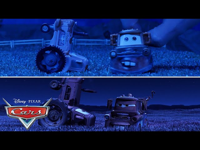 Tractor Tipping with Mater! | SIDE BY SIDE VIDEO | Pixar Cars