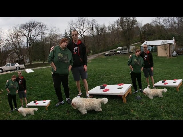 Miranda vs Jlakers playing cornhole challenges Episode one