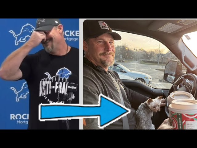 🤣 Lions Dan Campbell Caught Off Guard + Laughing At Lap Dog Starbucks Coffee Picture