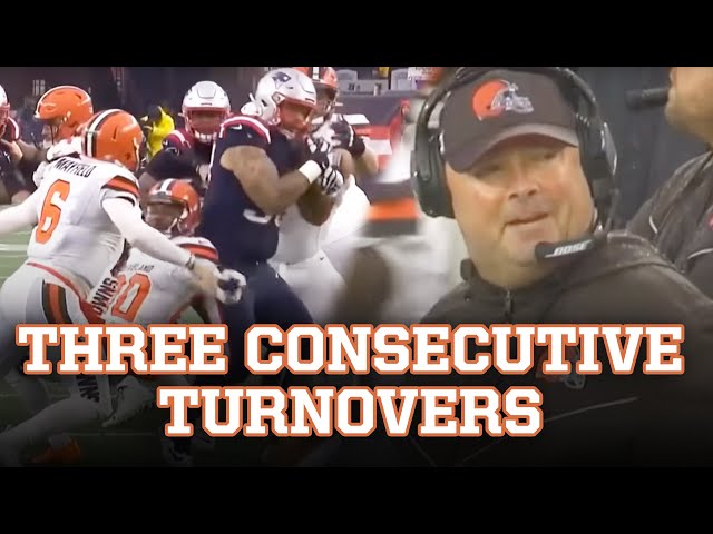 The Browns turn the ball over on three consecutive snaps, a breakdown