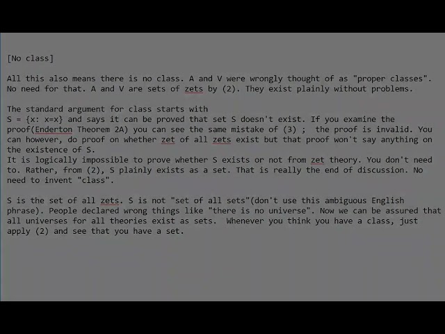 There is no Russell's paradox, no class, set theory needs updates