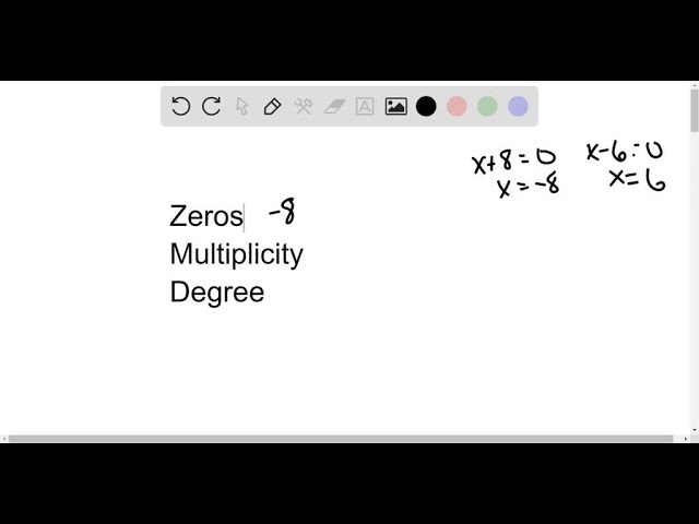 Write the zeros of each polynomial, and indicate the multiplicity of each if more than 1 . What is …