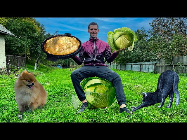 Cabbage Pie with homemade products! A budget meal for dinner! Life in the countryside!