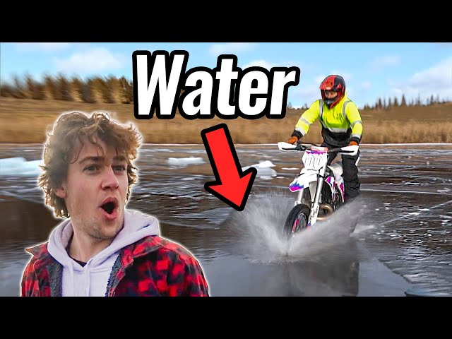 Dirt Bike Falls Through Ice