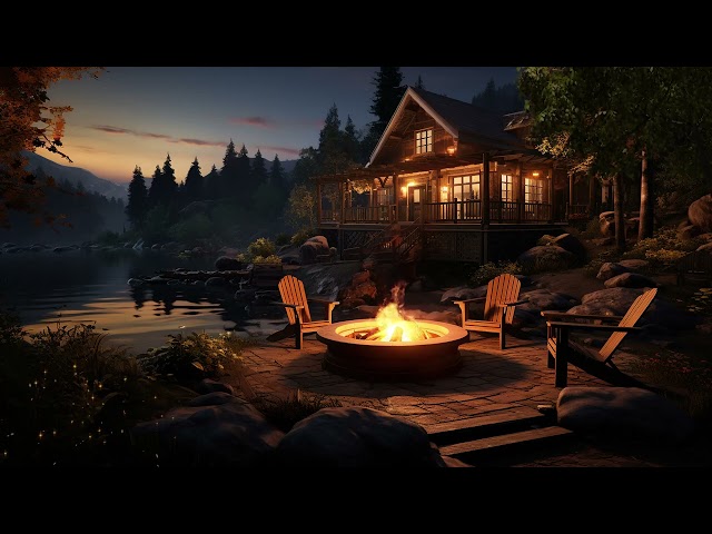 Night Ambient Sounds, Cricket, Lake Waves Sounds and Campfire to Sleep, Relaxation and Meditation