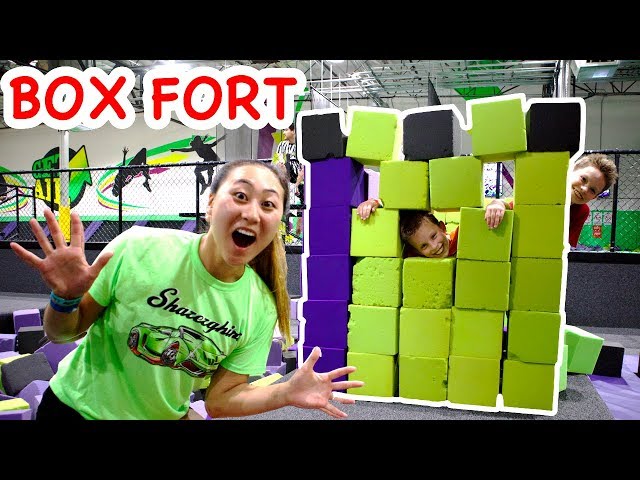 TRAMPOLINE BOX FORT!!