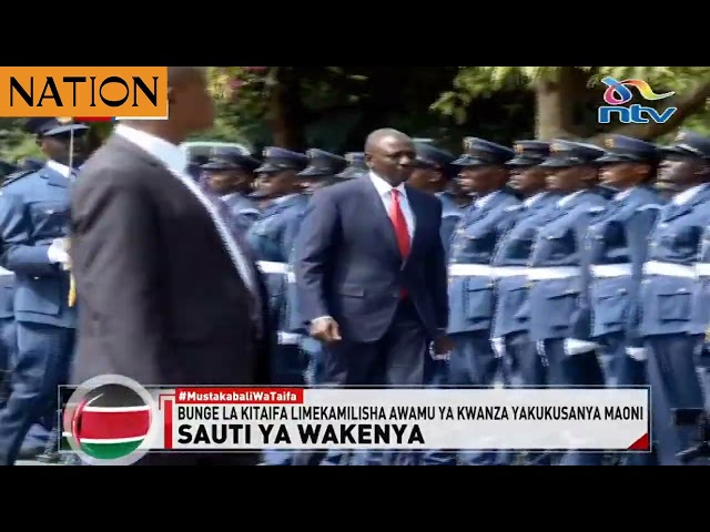 President Ruto inspects guard of honour outside Parliament