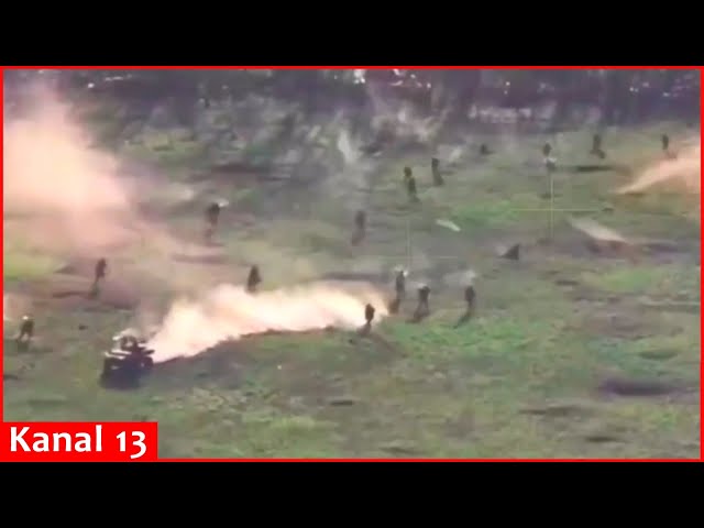 İmage of Russians attacking with infantry and combat vehicles in the direction of city of Kupyansk