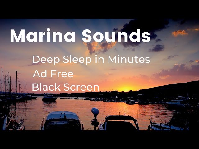 Harbor Marina Ambiance with Black Screen  | 8 Hours of Ad Free Boat ASMR | Deep Sleep Seaside