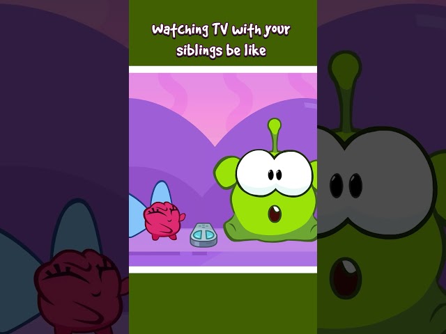 Watching TV with Siblings - Om Nom #shorts #funnycartoon