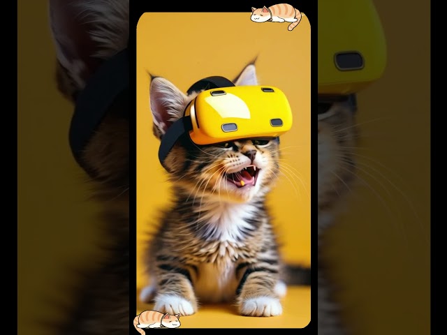 Cat in VR! Watch This Kitten Explore a Virtual World! 🐱🕶️ #CuteCats #Kitten #CatVideos