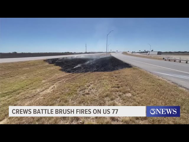 Crews battle brush fires on US 77