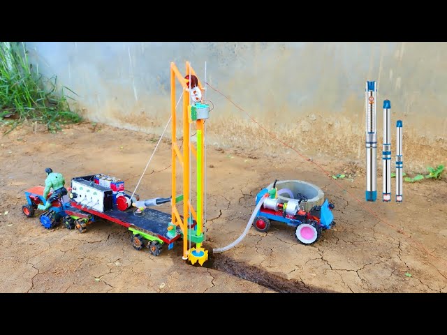 Borewell drilling machine | Submersible water pump | diy tractor | Science project