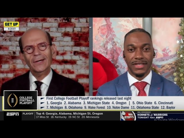 ESPN GET UP | Paul Finebaum reacts to College Football Playoff Top rankings: #.1 Georgia #.2 Alabama