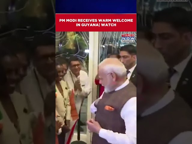 Watch: PM Narendra Modi Receives Warm Welcome From Members Of Indian Diaspora In Guyana #shorts