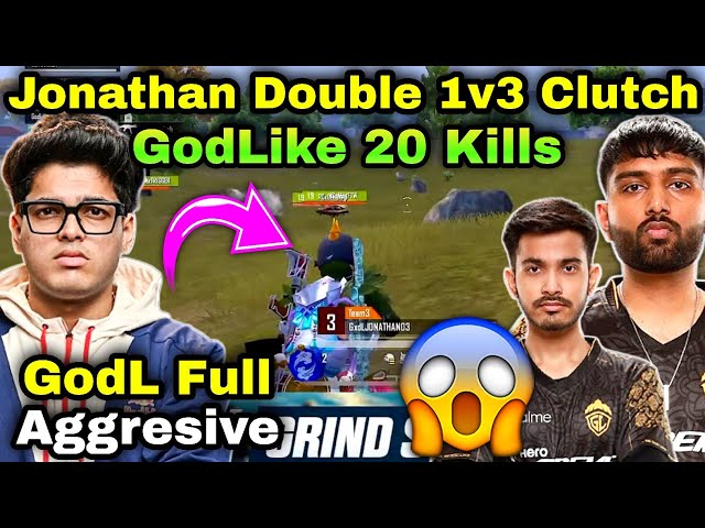 GodLike 20 Kills Domination 😲 Jonathan Double 1v3 Clutch 🥵🏆GodL Full Aggresive