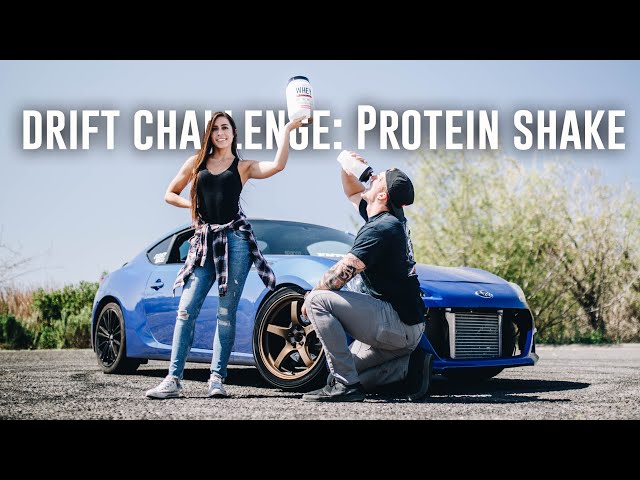 GIRL vs DRIFT CAR PROTEIN SHAKE CHALLENGE!