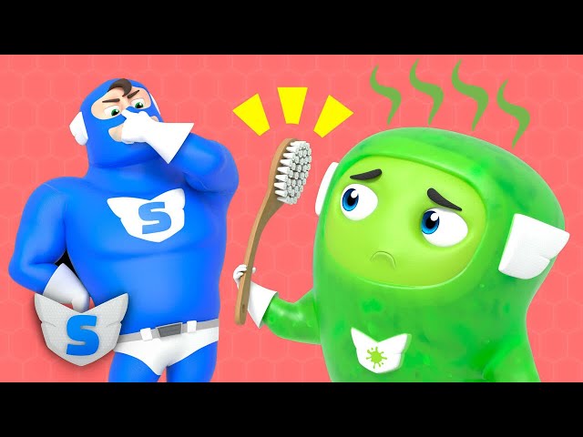 How smelly! SUPER SLIME needs a BATH! - Good Habits for Kid Superhero