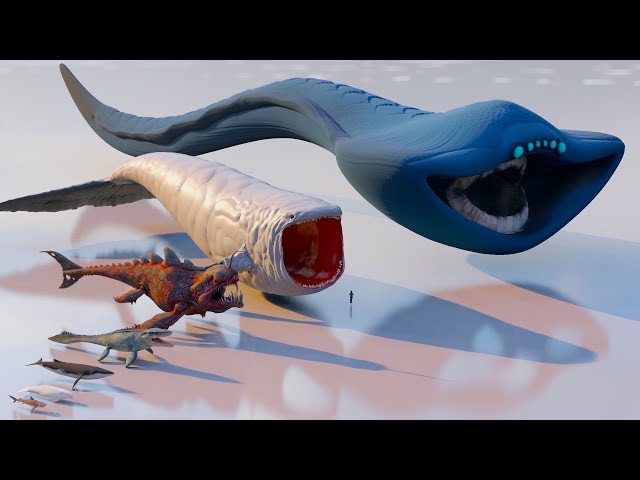 Sharks, Whales and Sea Monsters 3D Size Comnparison: Bloop vs El Gran Maja