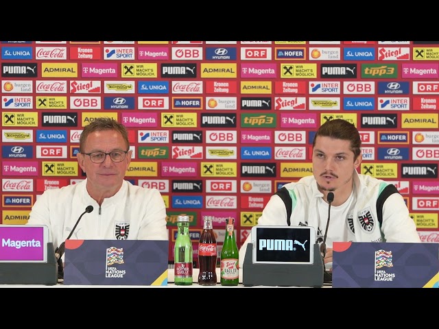 Pressekonferenz mit ÖFB-Teamchef Ralf Rangnick und Marcel Sabitzer vor dem NL-Spiel gegen Slowenien