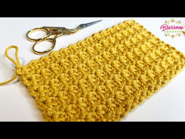 How To Crochet The Mini Star / Trinity Stitch! Very simple ONE row repeat pattern