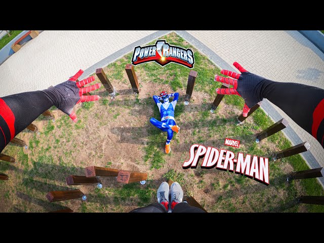 TOP 3 TEAM BROS SPIDER MAN ESCAPING CRAZY POWER RANGER (COMEDY ACTION PARKOUR POV)