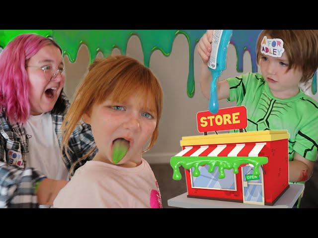 ADLEY'S SLiME SHOP!! and Adley is the BOSS!  Making a play pretend craft store with Alli Niko & Dad