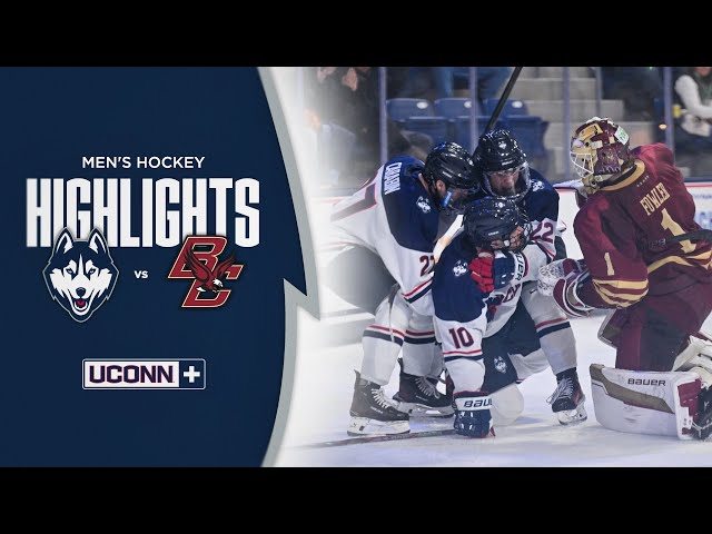 HIGHLIGHTS | UConn Men's Hockey Upsets #2 Boston College in Hockey East Thriller