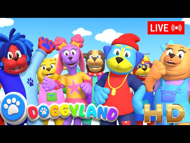 🔴 Doggyland LIVE! Wheels On The Bus, Affirmation Song & More | Kids Sing Alongs & Nursery Rhymes