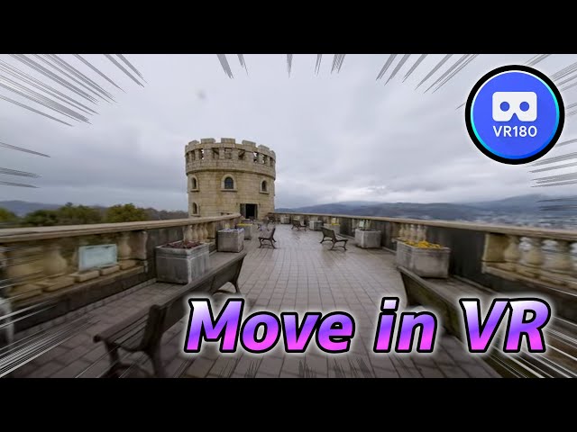 Move in VR180 Japanese castle-like park 8K Video Beware of VR Sickness