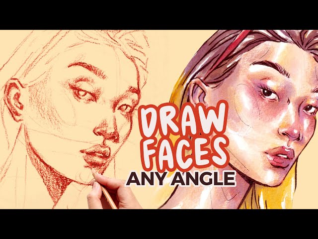 how to draw faces in different angles | 3/4 view and facing up | step by step tutorial