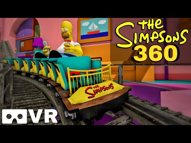 🟨 THE SIMPSONS 360 VR Roller Coaster POV immersive virtual Reality 4K 3D ride