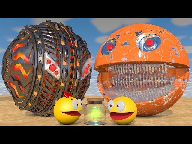 Pacman vs Shredder Robot & Rolling Robot Monsters | StrEat