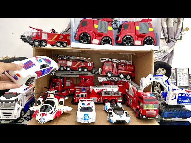 Mobil Mobilan Polisi, Police Car, Fire Truck Toys, Kotak Penuh Mobil Pemadam Kebakaran