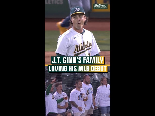 J.T. Ginn's cheering section was HYPED after his MLB debut 🔥 | NBC Sports California