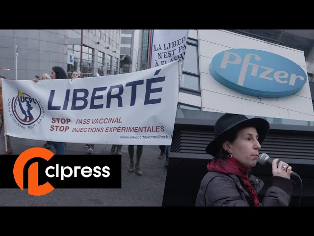 COVID vaccine protest in front of Pfizer headquarters [4K]