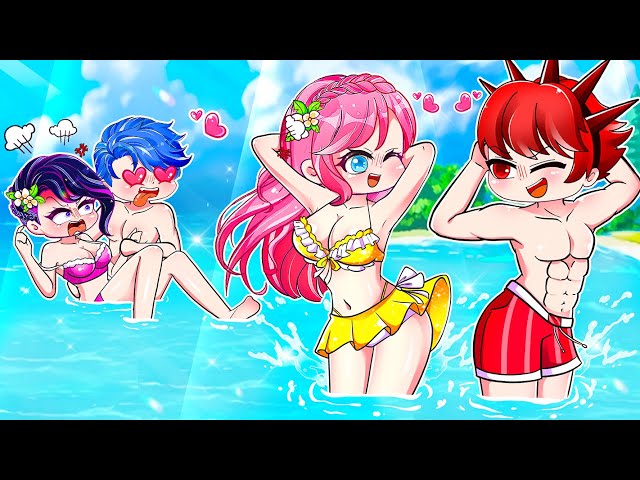 Anna & Raddy vs Alex & Lisa Learn to Swim | Gacha Life | Rainbow Z Multiverse