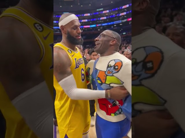 LeBron James daps up Shannon Sharpe after passing Kareem's record (via @BenGolliver/TW) | #shorts