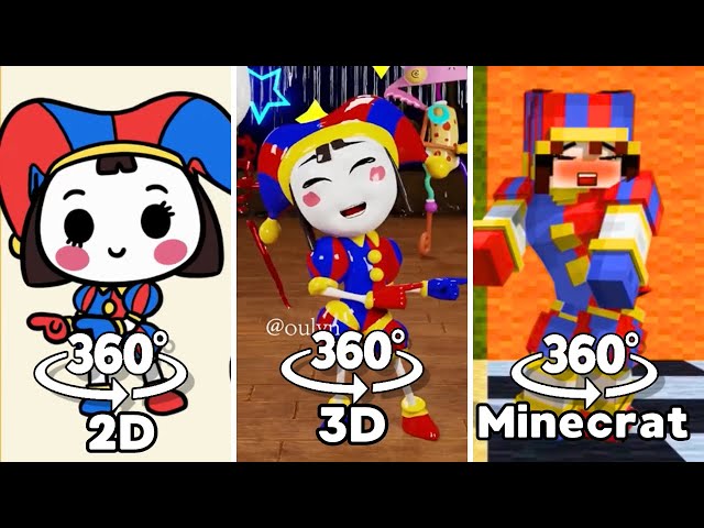 360º VR Pomni POKÉDANCE 2D vs 3D vs Minecraft