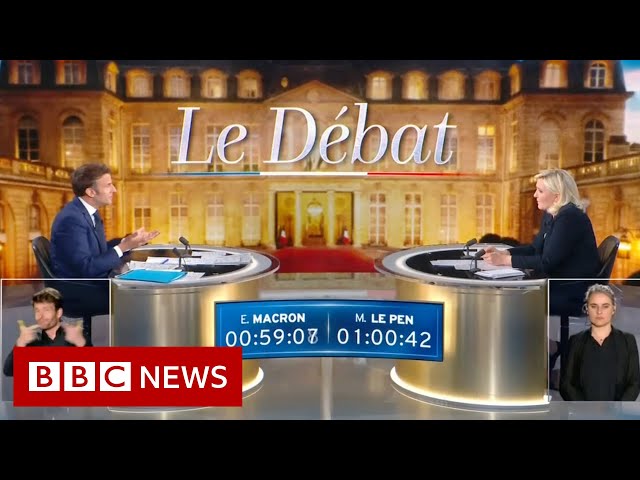 Macron and Le Pen clash in French presidential election debate - BBC News