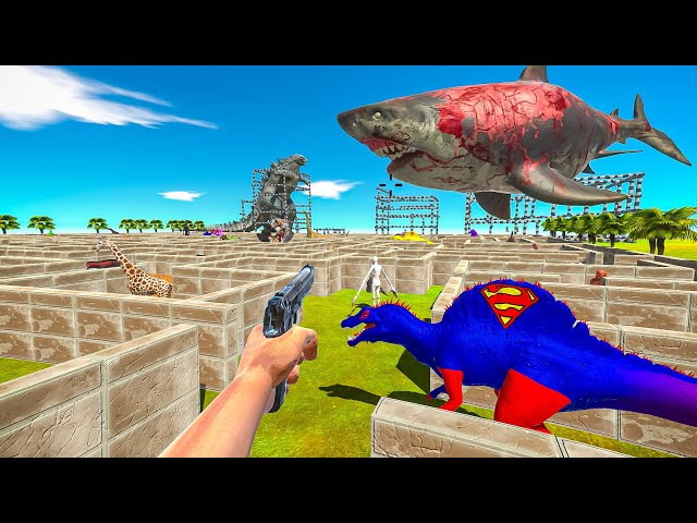 FPS AVATAR SAVE GODZILLA FROM ZOMBIE MEGALADON MAZE TRAP - Animal Revolt Battle Simulator ARBS